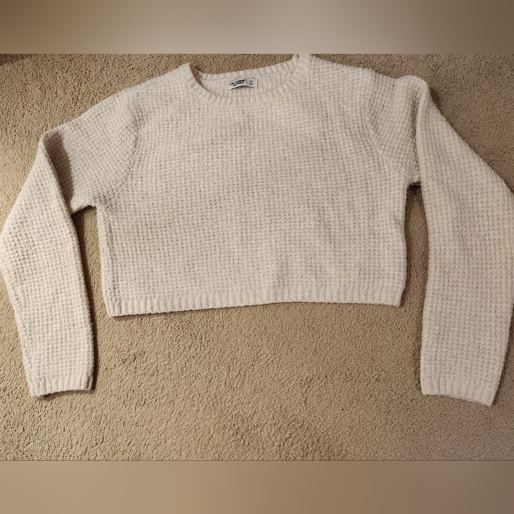 Arizona Jeans Women's Cropped Cream Sweater Size XXL Super Soft Minimalist